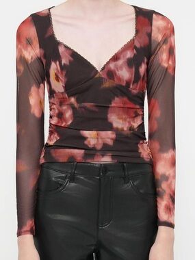 Abercrombie & Fitch Zoe Bra-Free Long-Sleeve Mesh Top